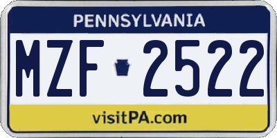 PA license plate MZF2522