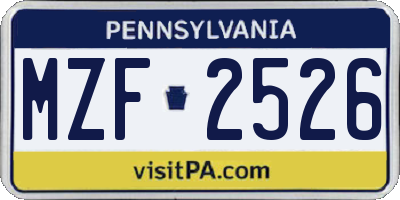 PA license plate MZF2526