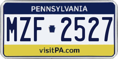 PA license plate MZF2527