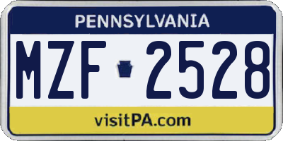 PA license plate MZF2528
