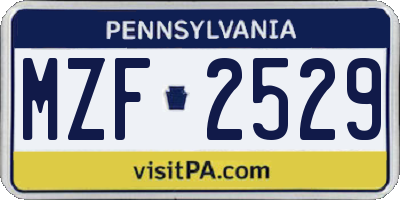 PA license plate MZF2529