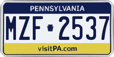 PA license plate MZF2537