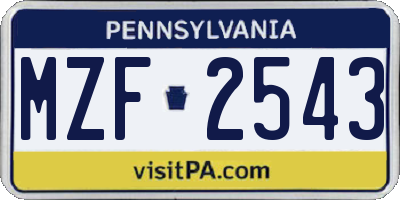 PA license plate MZF2543