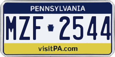 PA license plate MZF2544