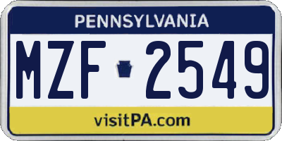 PA license plate MZF2549