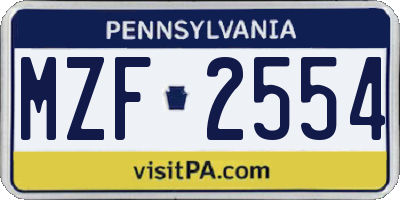 PA license plate MZF2554
