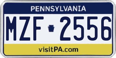 PA license plate MZF2556