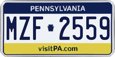 PA license plate MZF2559