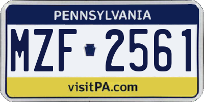 PA license plate MZF2561