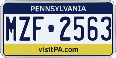 PA license plate MZF2563