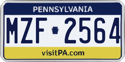 PA license plate MZF2564