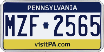 PA license plate MZF2565