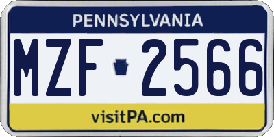 PA license plate MZF2566