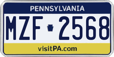 PA license plate MZF2568