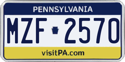 PA license plate MZF2570