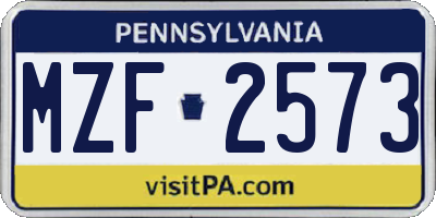 PA license plate MZF2573