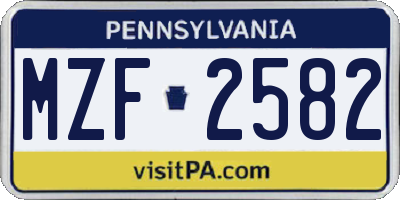 PA license plate MZF2582