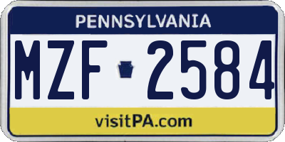 PA license plate MZF2584