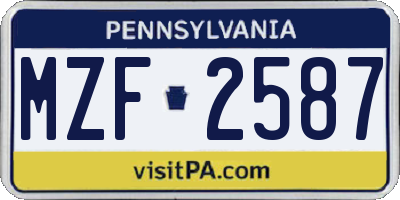 PA license plate MZF2587