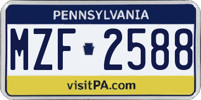PA license plate MZF2588