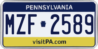 PA license plate MZF2589
