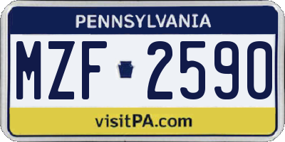PA license plate MZF2590