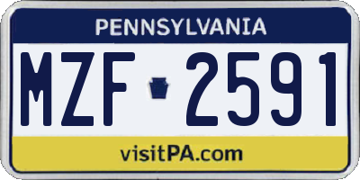 PA license plate MZF2591