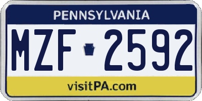 PA license plate MZF2592