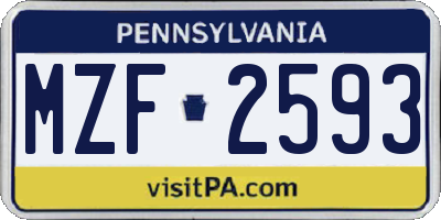 PA license plate MZF2593