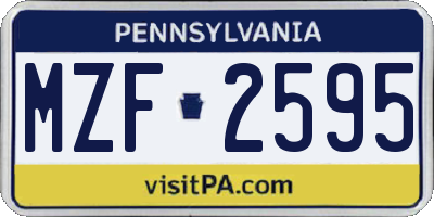 PA license plate MZF2595