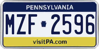 PA license plate MZF2596