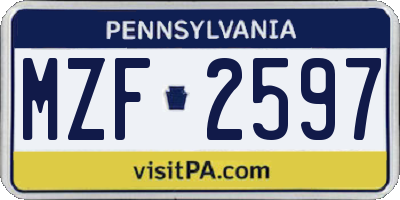 PA license plate MZF2597