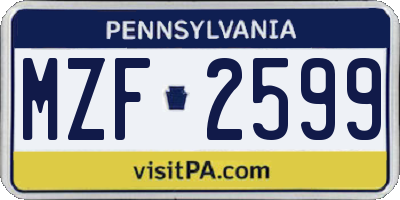 PA license plate MZF2599