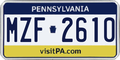 PA license plate MZF2610