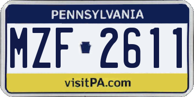 PA license plate MZF2611