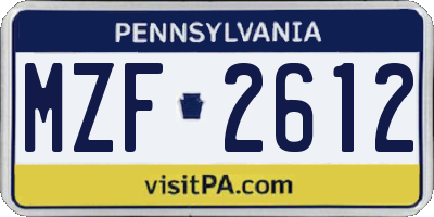 PA license plate MZF2612