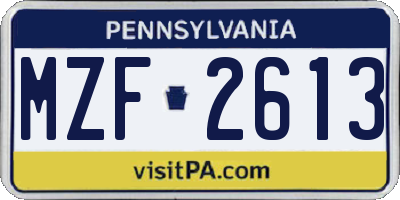 PA license plate MZF2613