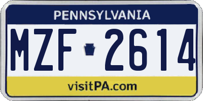 PA license plate MZF2614