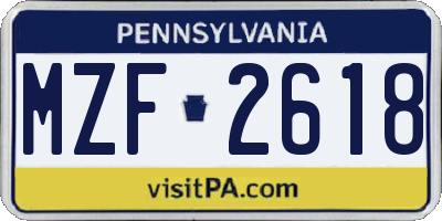 PA license plate MZF2618