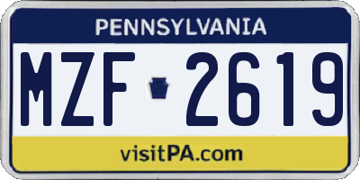 PA license plate MZF2619