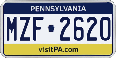 PA license plate MZF2620
