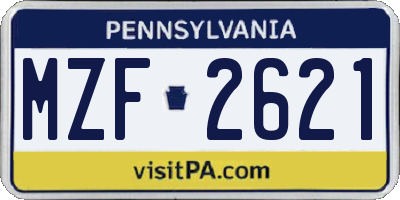 PA license plate MZF2621