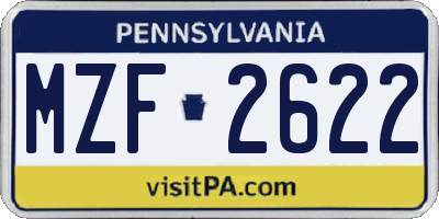 PA license plate MZF2622