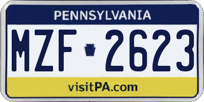 PA license plate MZF2623