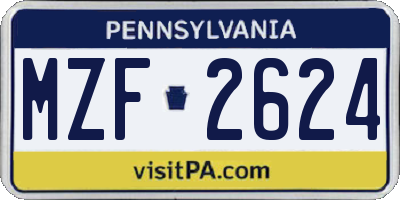 PA license plate MZF2624