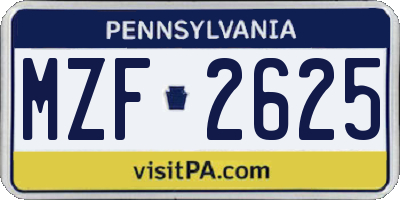 PA license plate MZF2625