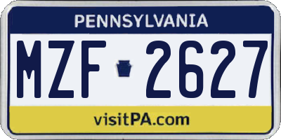 PA license plate MZF2627