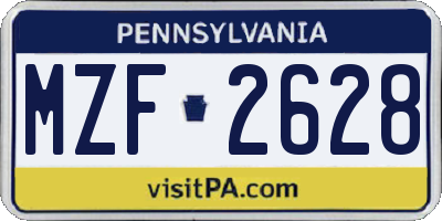 PA license plate MZF2628
