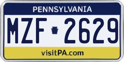 PA license plate MZF2629