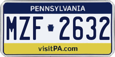 PA license plate MZF2632